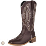 Bottes Cowboy Femme en cuir marron, confort et élégance
