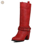 Bottes effet cuir à l'allure western pour femme