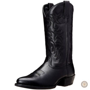 Bottes cowboy noires brodées pour homme