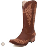 Bottes Santiags Femme en cuir marron