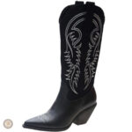 Bottes Western noires pour femme, style cowboy classique