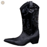 Bottes Western Noires pour hommes, style cowboy classique