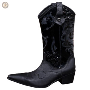 Bottes Western Noires pour hommes, style cowboy classique
