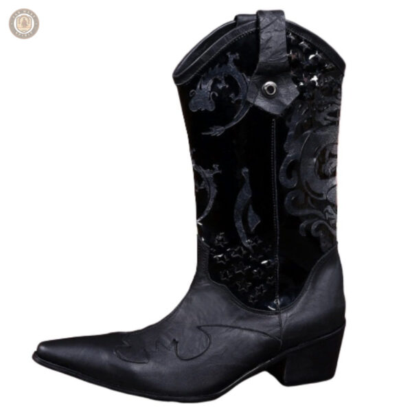 Bottes Western Noires pour hommes, style cowboy classique