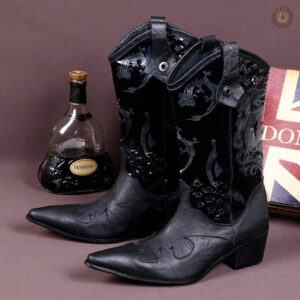 Bottes cowboy noires, design élégant et intemporel