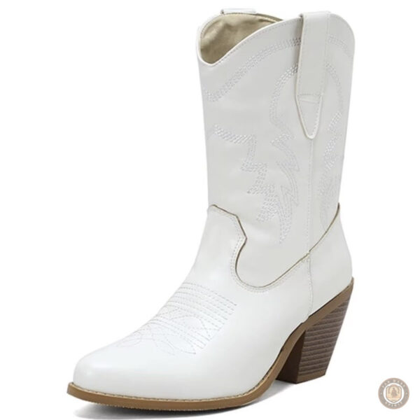 Bottines blanches style cowboy pour femme