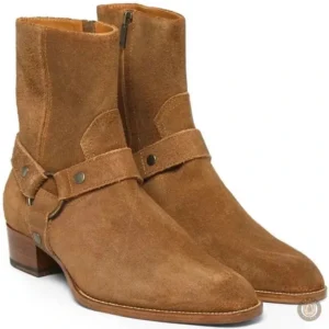 Chaussures de style cowboy en daim, élégance masculine
