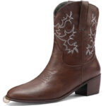 Bottines Talon en cuir marron pour un style western