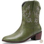 Bottines femme avec talon, look cowboy chic marron