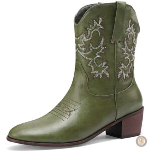 Bottines femme avec talon, look cowboy chic marron