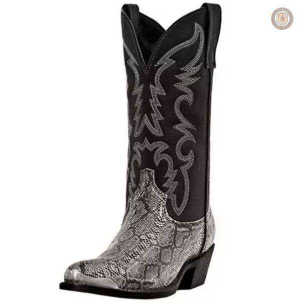Bottines femme en cuir avec design cowboy traditionnel