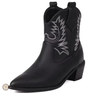 Bottines noires femme style cowboy, élégance country