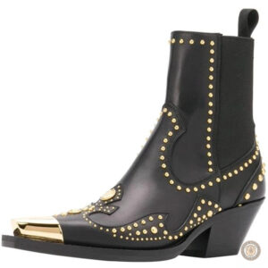 Bottines Cowboy Femme À Clou en cuir élégant