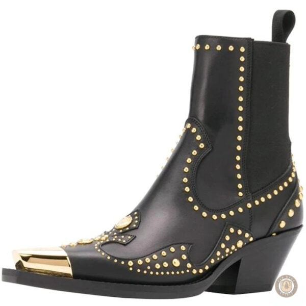 Bottines Cowboy Femme À Clou en cuir élégant