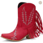 Bottines Western Rouge pour femme, style cowboy chic