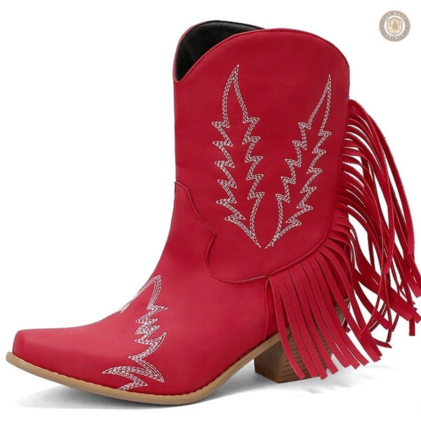 Bottines Western Rouge pour femme, style cowboy chic