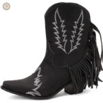 Chaussures de style cowboy, bottines rouges élégantes pour femme