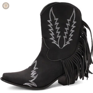 Chaussures de style cowboy, bottines rouges élégantes pour femme