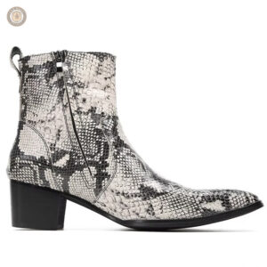 Bottines homme style cowboy avec motif serpent