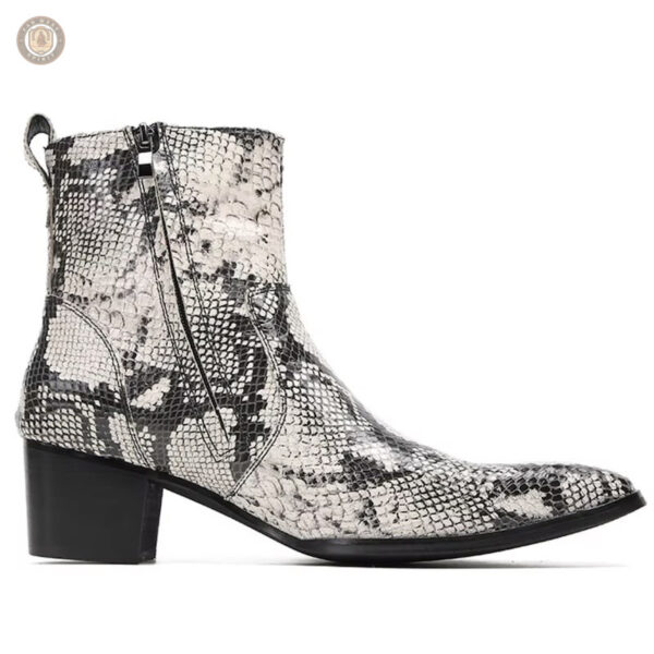 Bottines homme style cowboy avec motif serpent
