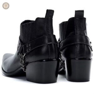 Bottines en cuir style cowboy pour homme, avec talon carré