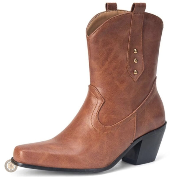 Bottines cowboy cognac pour femme