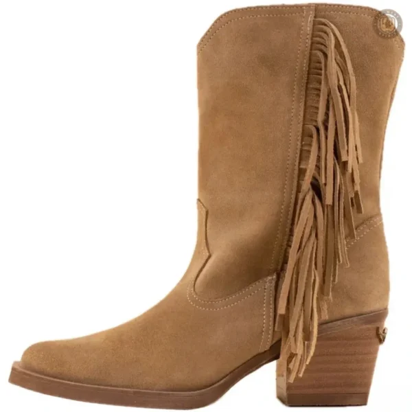 Bottines cowboy en cuir marron pour femme