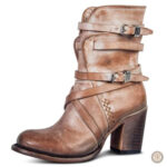 Bottines marron cowboy en simili cuir pour femme