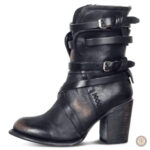 Bottines style cowboy, simili cuir marron, tendance féminine