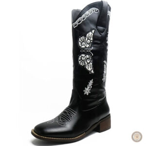 Bottines noires style cowboy pour femme