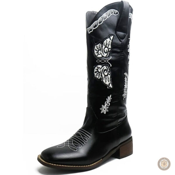 Bottines noires style cowboy pour femme