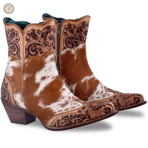 Bottines cowboy femme, design chic en cuir authentique