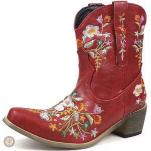 Bottines Western pour femme avec détails floraux