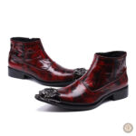 Bottines style cowboy en cuir véritable