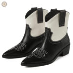Bottines style cowboy en cuir féminin