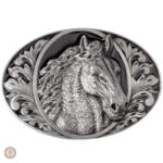 Boucle de ceinture western avec motif cheval noir