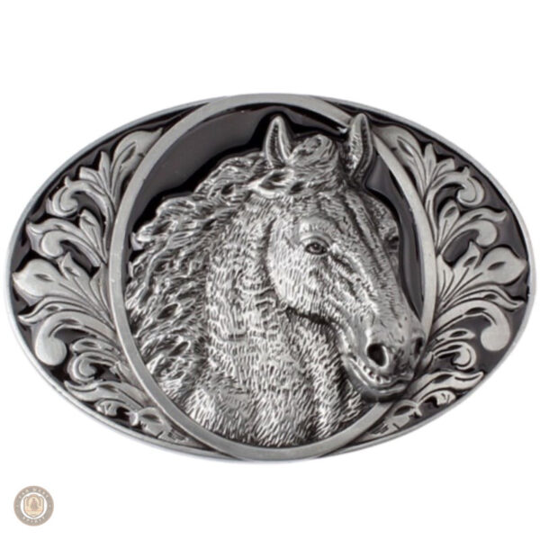Boucle de ceinture western avec motif cheval noir