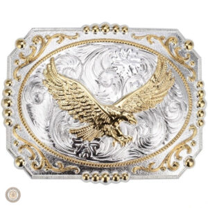 Boucle de ceinture western carrée en métal argenté