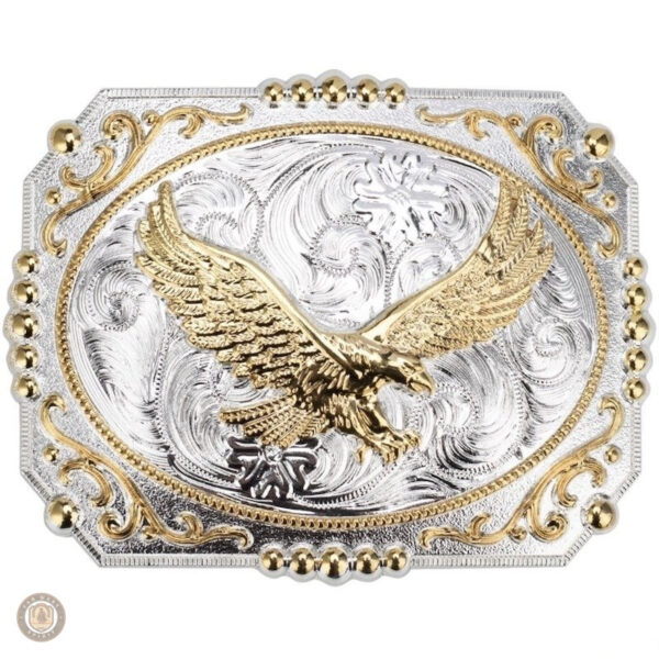 Boucle de ceinture western carrée en métal argenté