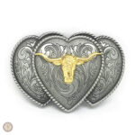 Boucle de ceinture cœur taureau en style western