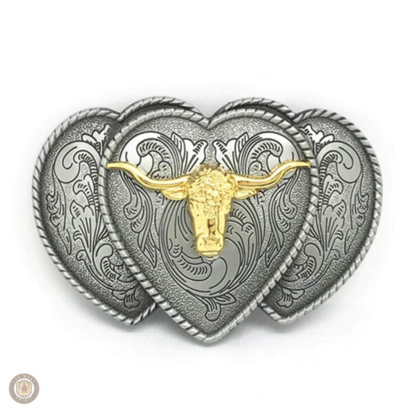 Boucle de ceinture cœur taureau en style western
