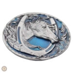 Boucle de ceinture cowboy bleue, style western