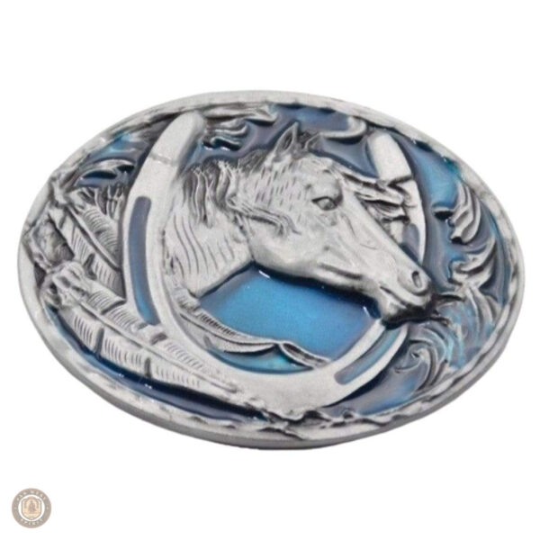 Boucle de ceinture cowboy bleue, style western