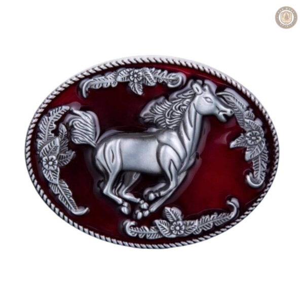 Boucle de ceinture cowboy rouge en style western