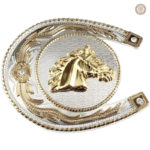 Boucle de ceinture dorée style cowboy