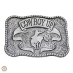 Boucle de ceinture western Cowboy Up en métal décoratif