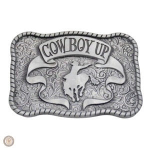 Boucle de ceinture western Cowboy Up en métal décoratif