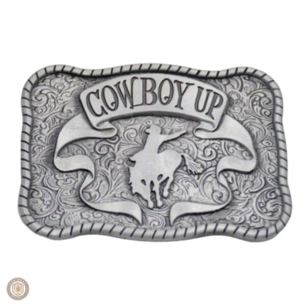 Boucle de ceinture western Cowboy Up en métal décoratif