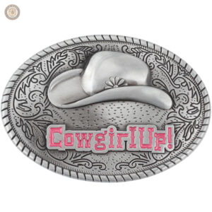 Boucle de ceinture western Cowgirl Up en métal décoratif