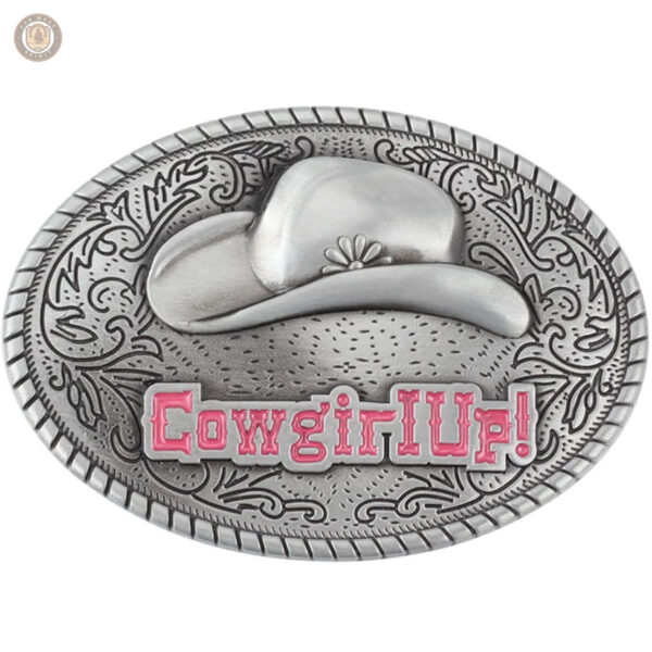 Boucle de ceinture western Cowgirl Up en métal décoratif